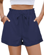 Emily Shorts Mujer Verano – Cintura Alta, Cordón Ajustable y Bolsillos