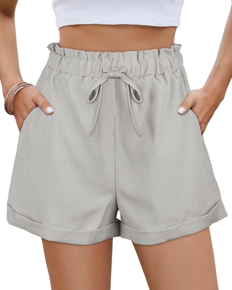 Emily Shorts Mujer Verano – Cintura Alta, Cordón Ajustable y Bolsillos