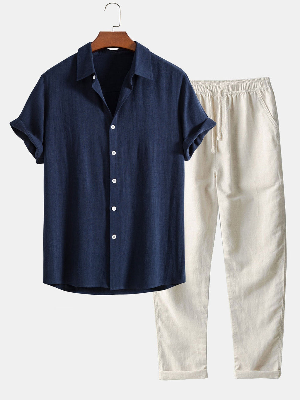 Richard Ensemble d'été pour homme – Ensemble élégant chemise et pantalon en lin