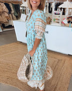 Robe Femme Tallulah – Robe Imprimée à Col V avec Manches Mi-Longues et Coupe Confortable