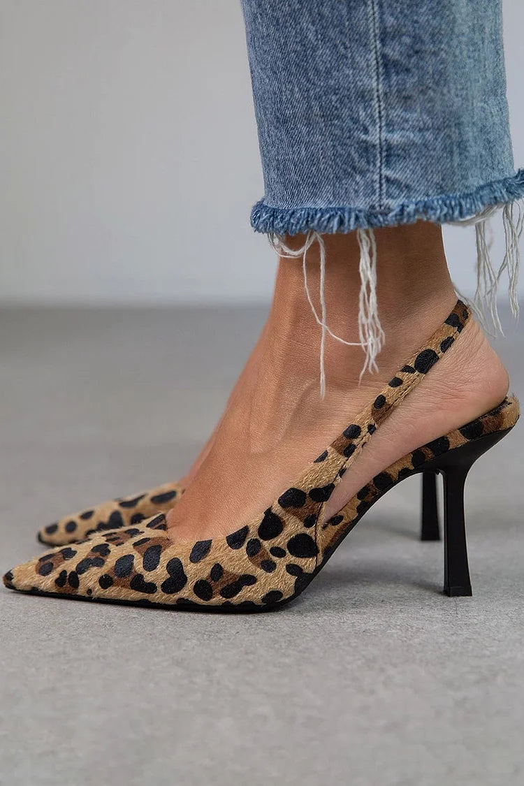Sadie Tacones Animal Print para Mujer – Zapatos Elegantes Stiletto Slingback Chic