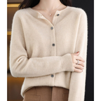 Charlotte Cardigan da Donna – Cardigan in Lana Merino e Cashmere con Collo Rotondo Elegante