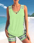 Bienna Tankini da Donna – Costume Geometrico con Pantaloncino Elegante Estivo