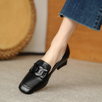 Lucienne Chaussures Mary Jane pour Femme – Mocassins en Cuir avec Talon Chunky Élégant