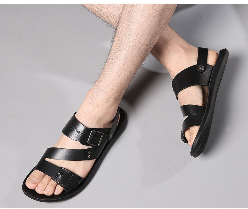 Antonio Sandales en cuir pour homme – Sandales élégantes réglables été