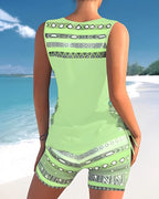 Bienna Tankini da Donna – Costume Geometrico con Pantaloncino Elegante Estivo
