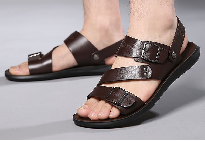 Antonio Sandales en cuir pour homme – Sandales élégantes réglables été