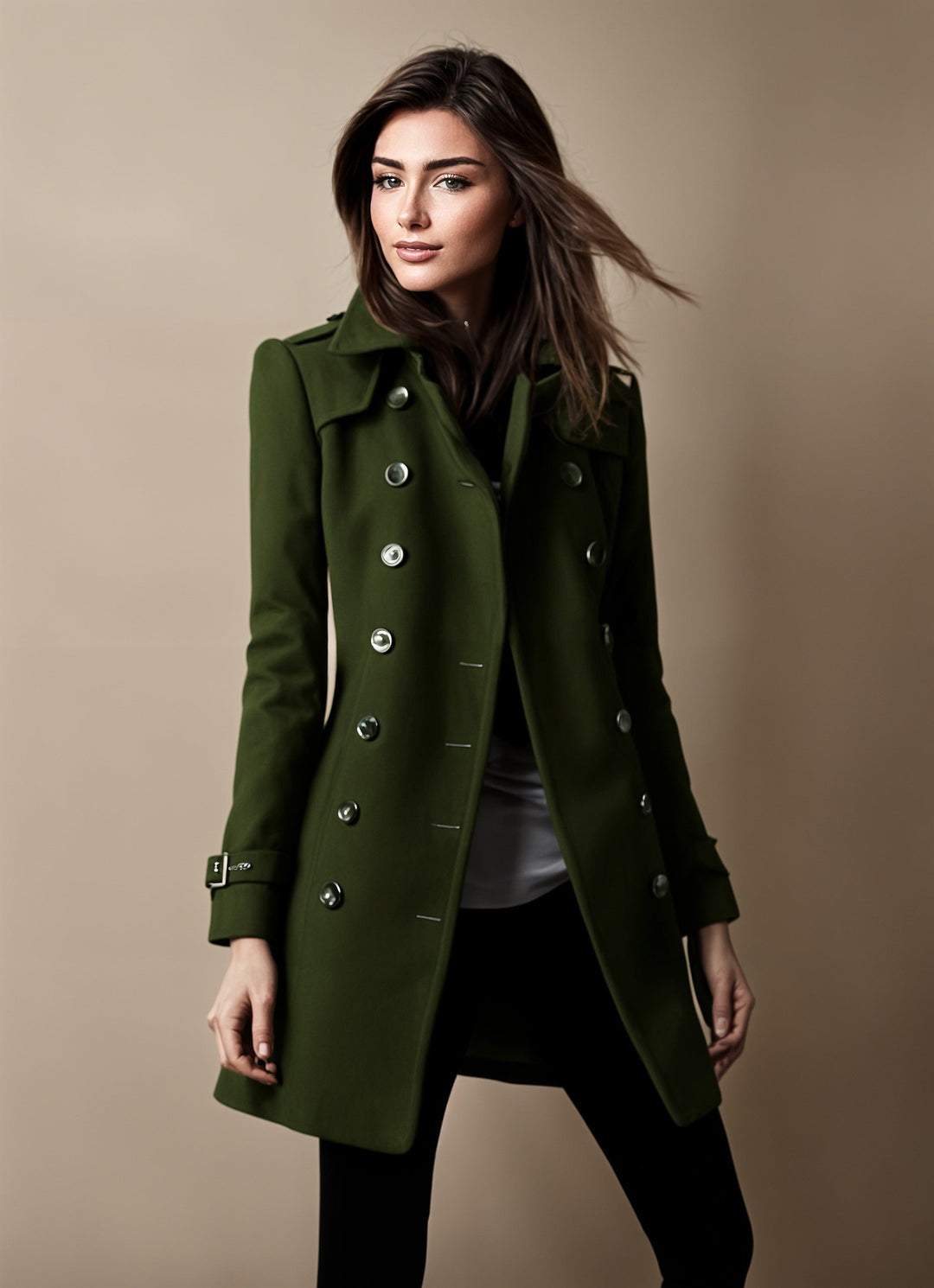 Divine Abrigo Elegante para Mujer – Abrigo Largo Chic Sofisticado Moderno