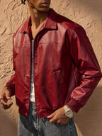 Vince veste en similicuir pour homme – blouson rouge oversize urbain chic