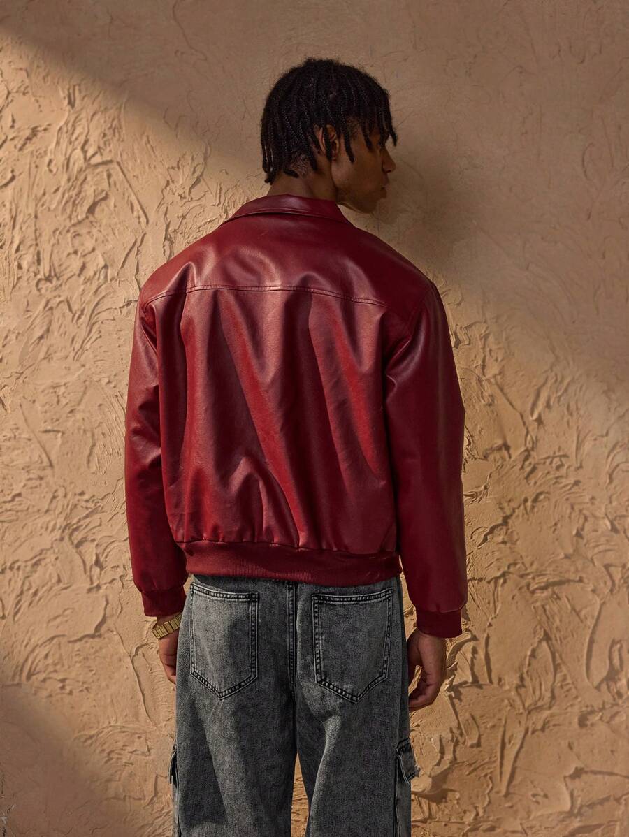 Vince veste en similicuir pour homme – blouson rouge oversize urbain chic