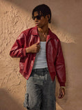 Vince veste en similicuir pour homme – blouson rouge oversize urbain chic