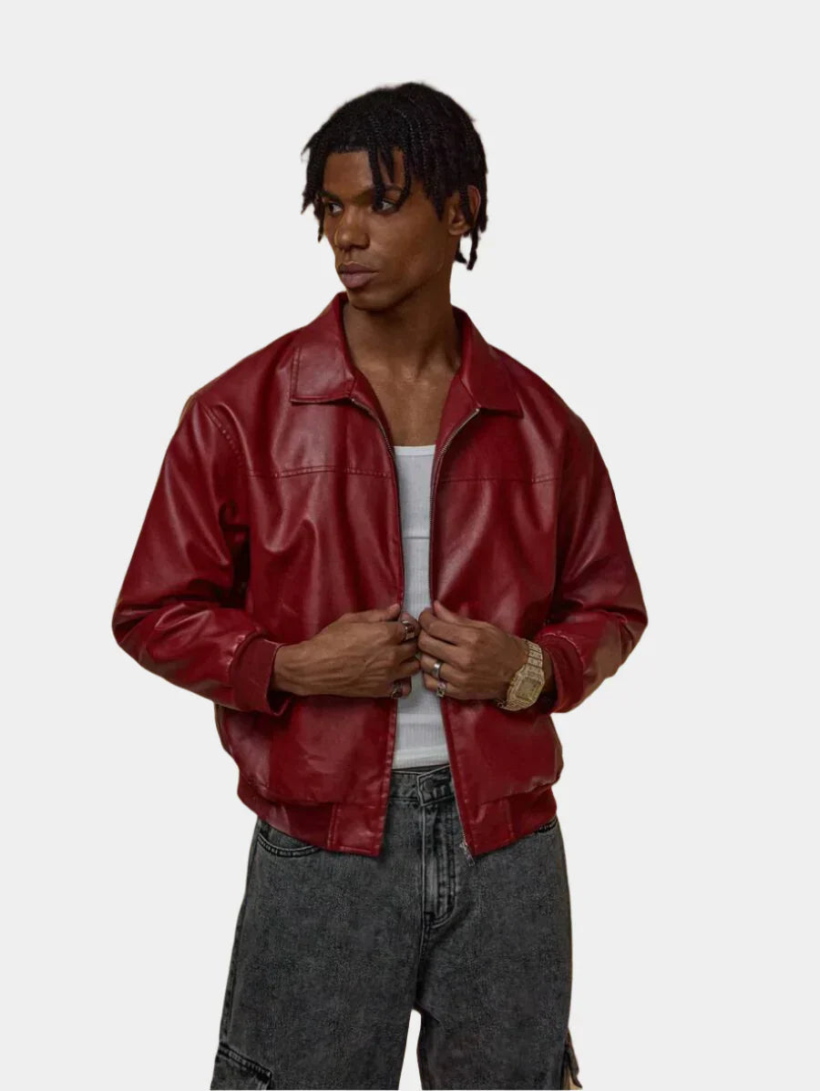 Vince veste en similicuir pour homme – blouson rouge oversize urbain chic