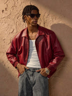 Vince veste en similicuir pour homme – blouson rouge oversize urbain chic