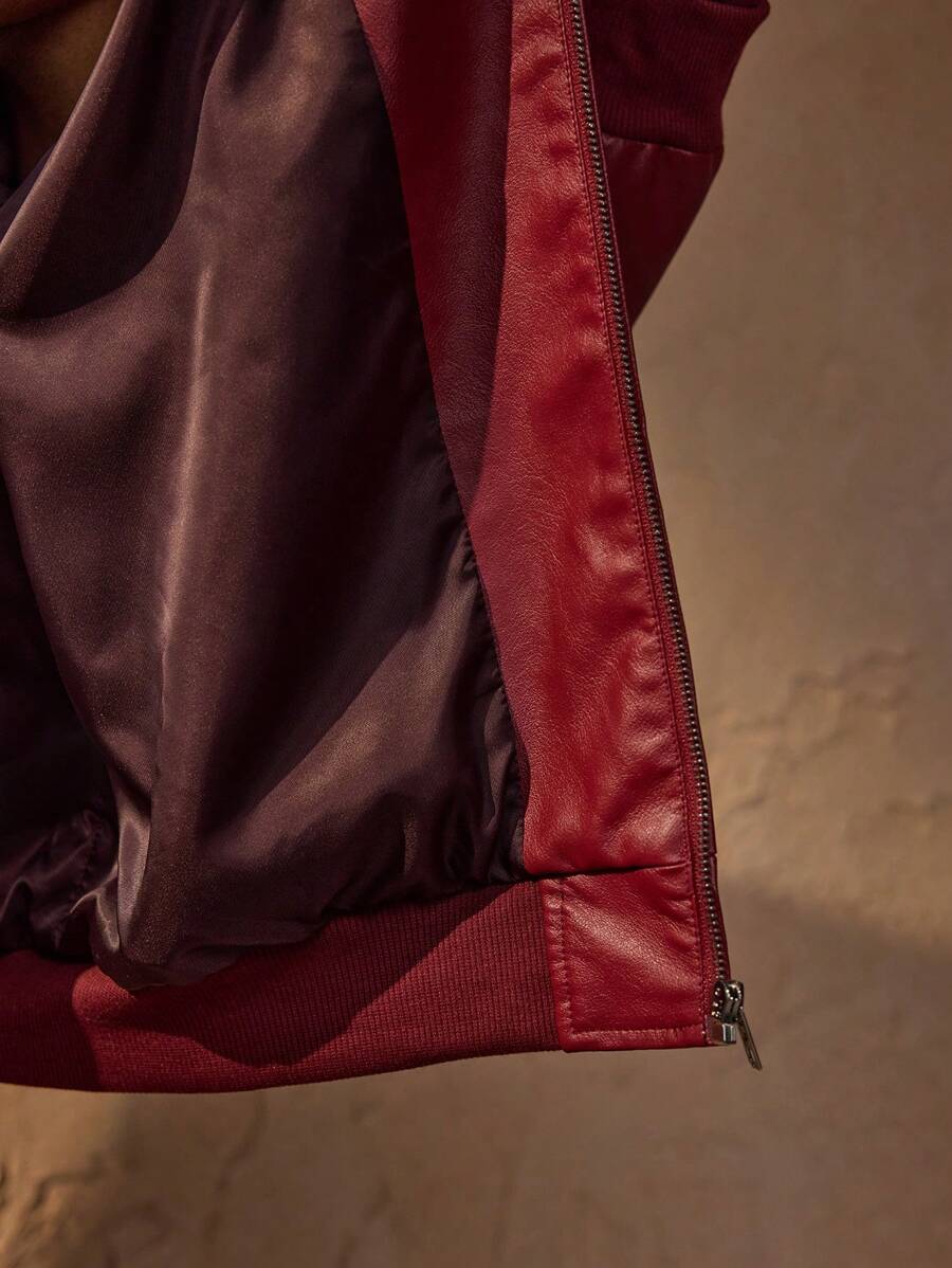 Vince veste en similicuir pour homme – blouson rouge oversize urbain chic