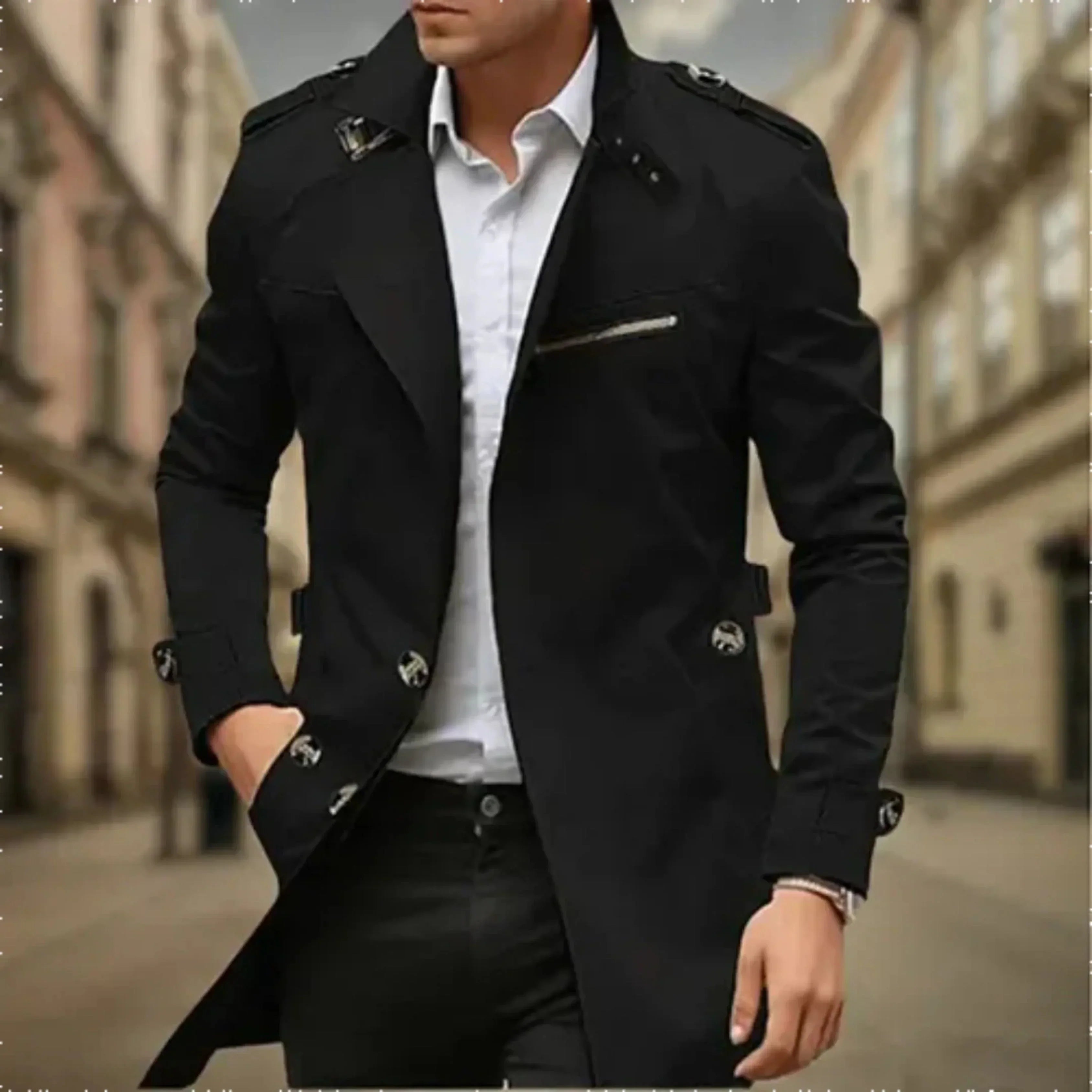 Rey Trench Coat para Hombre – Gabardina Impermeable Elegante Doble Botón
