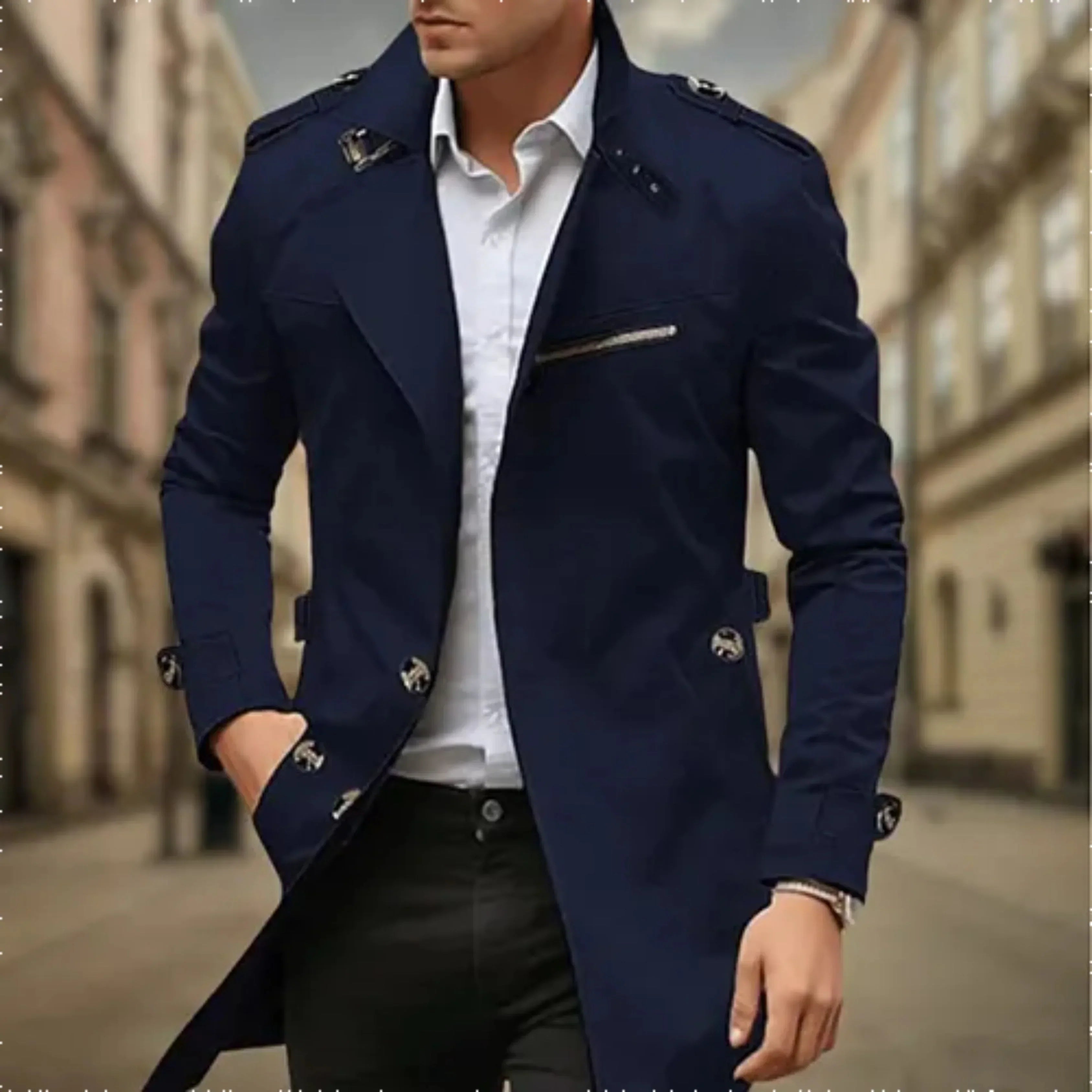Rey Trench Coat para Hombre – Gabardina Impermeable Elegante Doble Botón