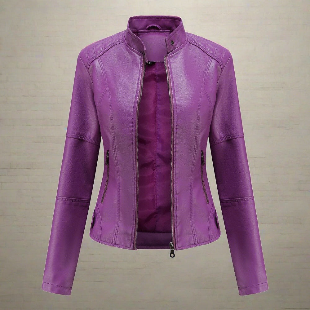 Valeria Chaqueta de Cuero para Mujer – Corte Elegante con Cremallera y Bolsillos Zip