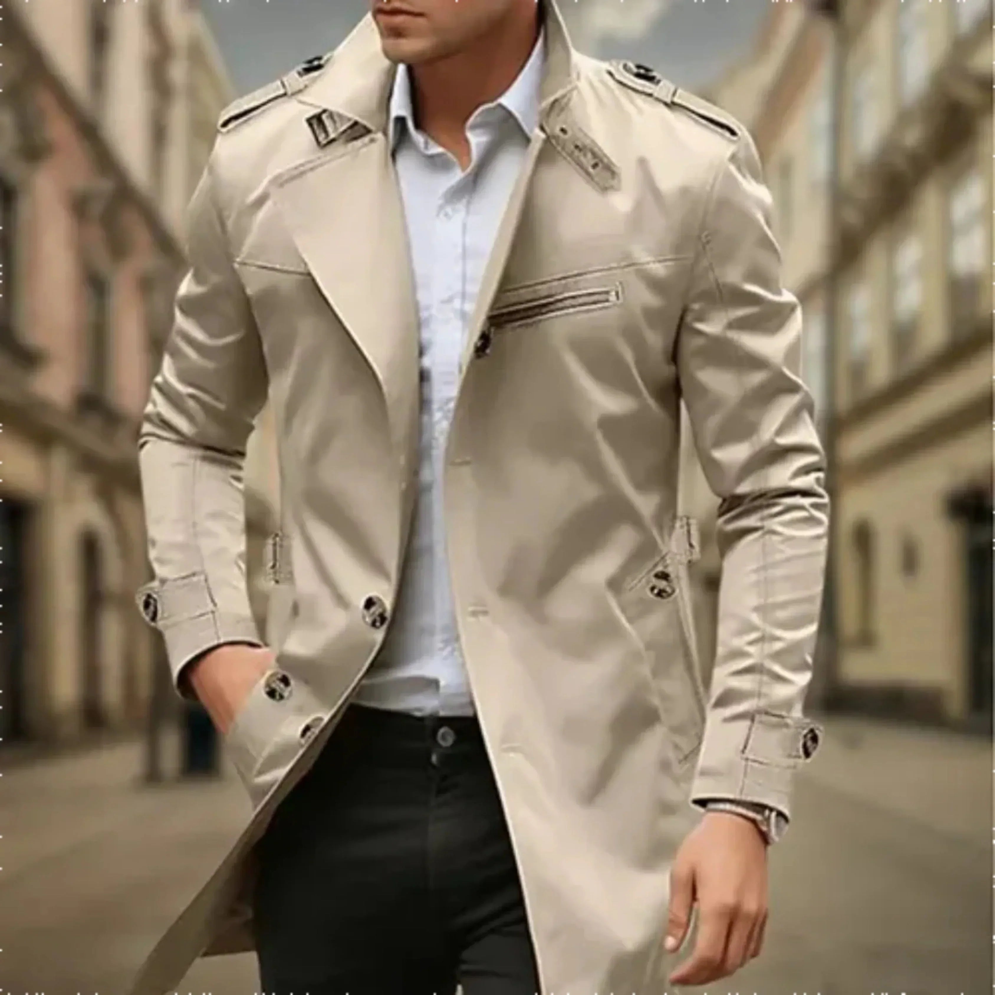 Rey Trench Coat para Hombre – Gabardina Impermeable Elegante Doble Botón