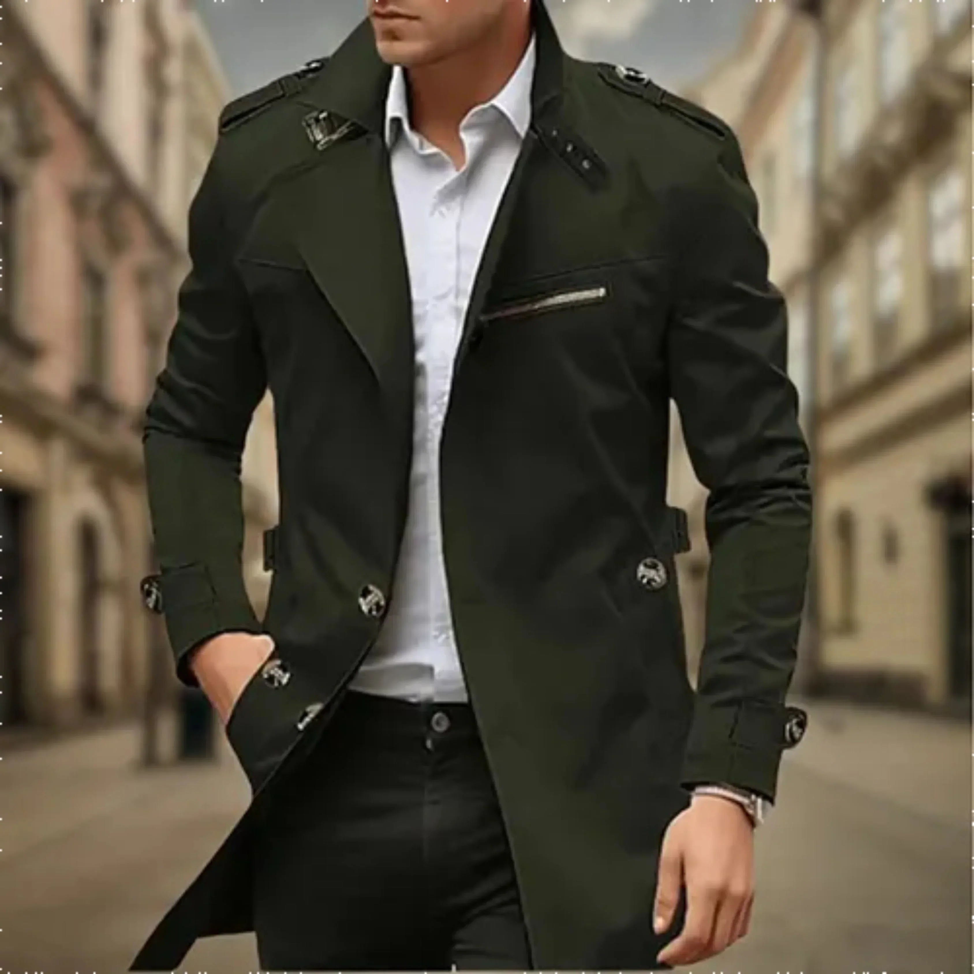 Rey Trench Coat para Hombre – Gabardina Impermeable Elegante Doble Botón