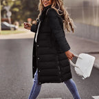 Evie Abrigo Largo Acolchado para Mujer – Chaqueta Invierno Elegante con Capucha