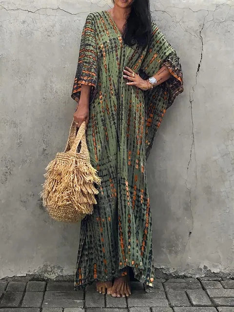 Janne Vestido Caftán Maxi para Mujer – Vestido Boho Elegante Playa Verano