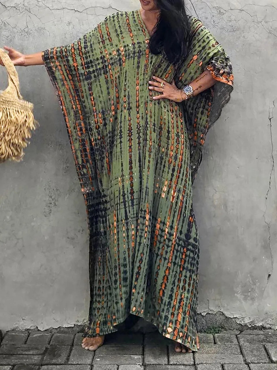 Janne Vestido Caftán Maxi para Mujer – Vestido Boho Elegante Playa Verano