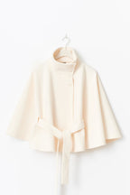 Ivanna Manteau en laine pour femme – Manteau long élégant avec ceinture et col montant