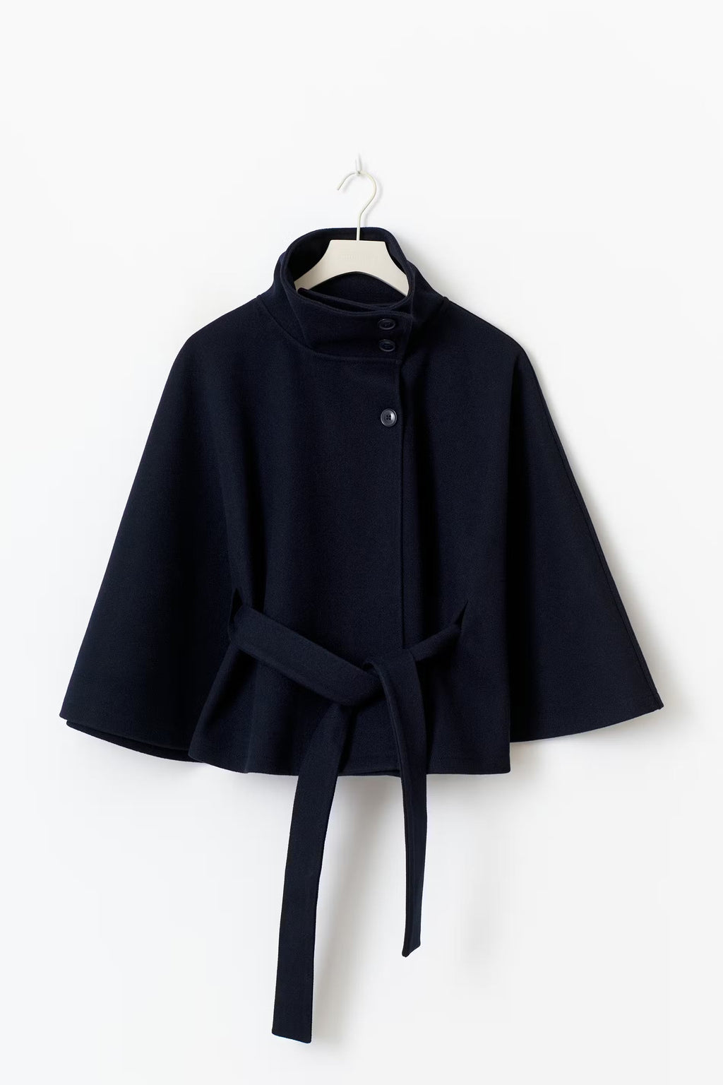 Ivanna Manteau en laine pour femme – Manteau long élégant avec ceinture et col montant