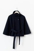 Ivanna Manteau en laine pour femme – Manteau long élégant avec ceinture et col montant