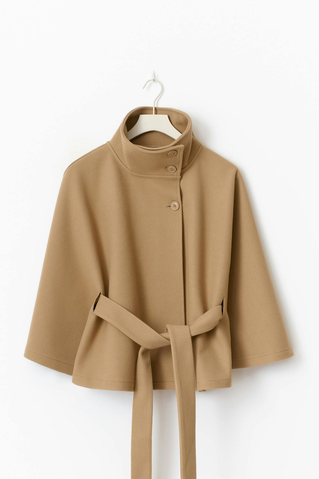 Ivanna Manteau en laine pour femme – Manteau long élégant avec ceinture et col montant