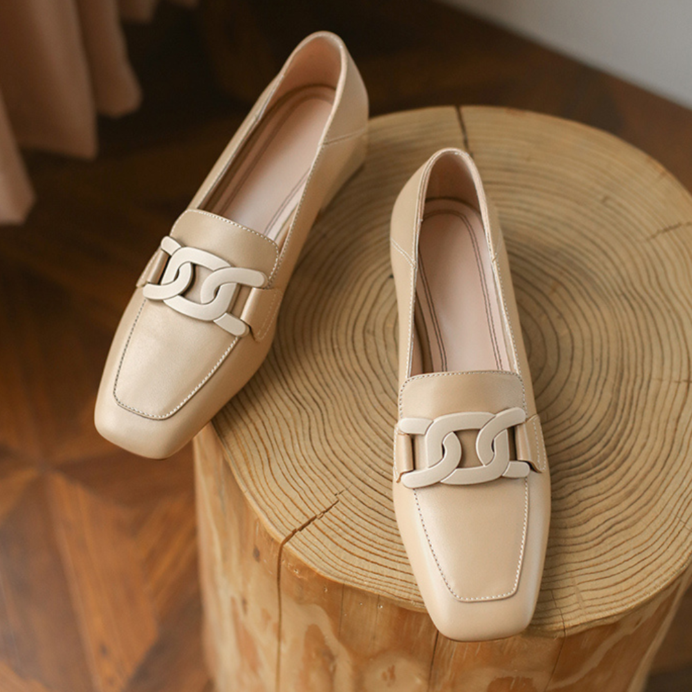 Lucienne Zapatos Mary Jane para Mujer – Mocasines de Cuero con Tacón Chunky Elegante