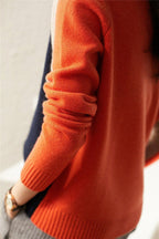 Véronique Jersey para Mujer – Suéter Color Block Elegante de Algodón Chic