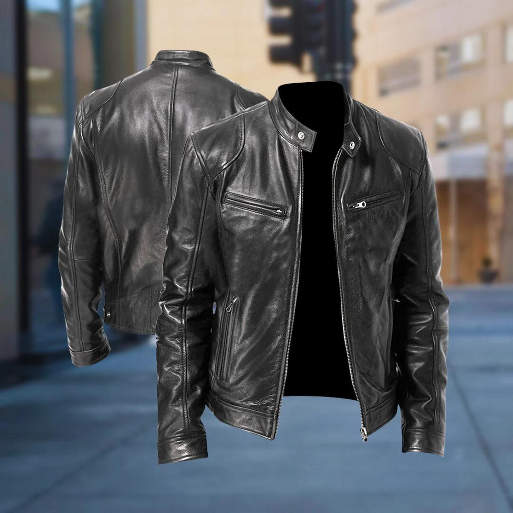 David Veste en cuir pour homme – Blouson élégant en cuir premium décontracté