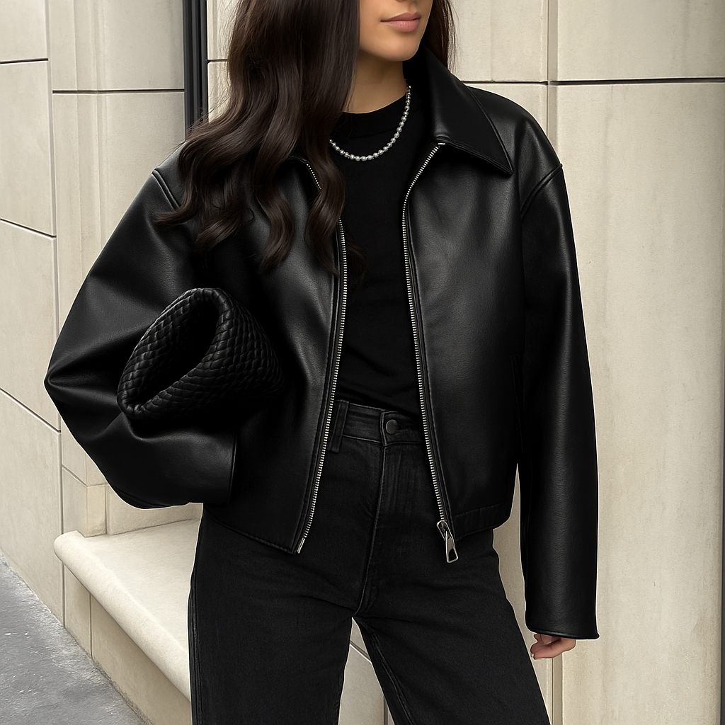 Celeste Chaqueta Bomber para Mujer – Cazadora Polipiel Oversize Chic