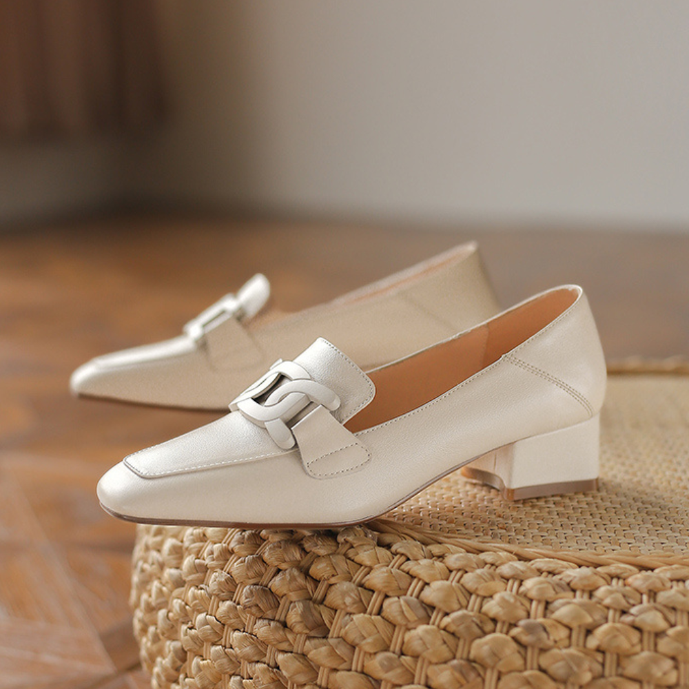 Lucienne Zapatos Mary Jane para Mujer – Mocasines de Cuero con Tacón Chunky Elegante