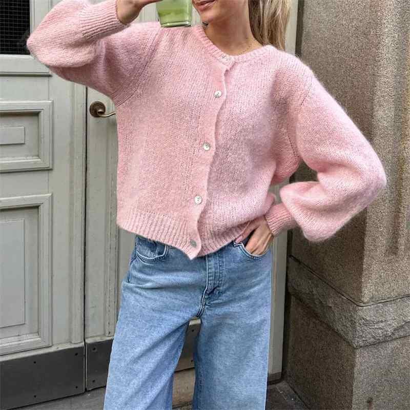 Addilyn Cárdigan para Mujer – Jersey Punto Elegante Casual Chic Invierno