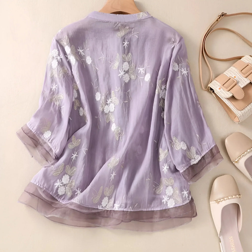 Emily Blouse fleurie pour femme – Blouse élégante romantique décontractée chic