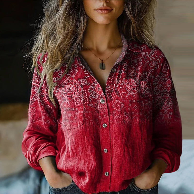 Mira Blusa Vintage para Mujer – Camisa Étnica Casual Chic Boho Elegante