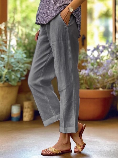 Lotte Pantalón de Lino para Mujer – Pantalón Ancho Elegante y Fresco Verano