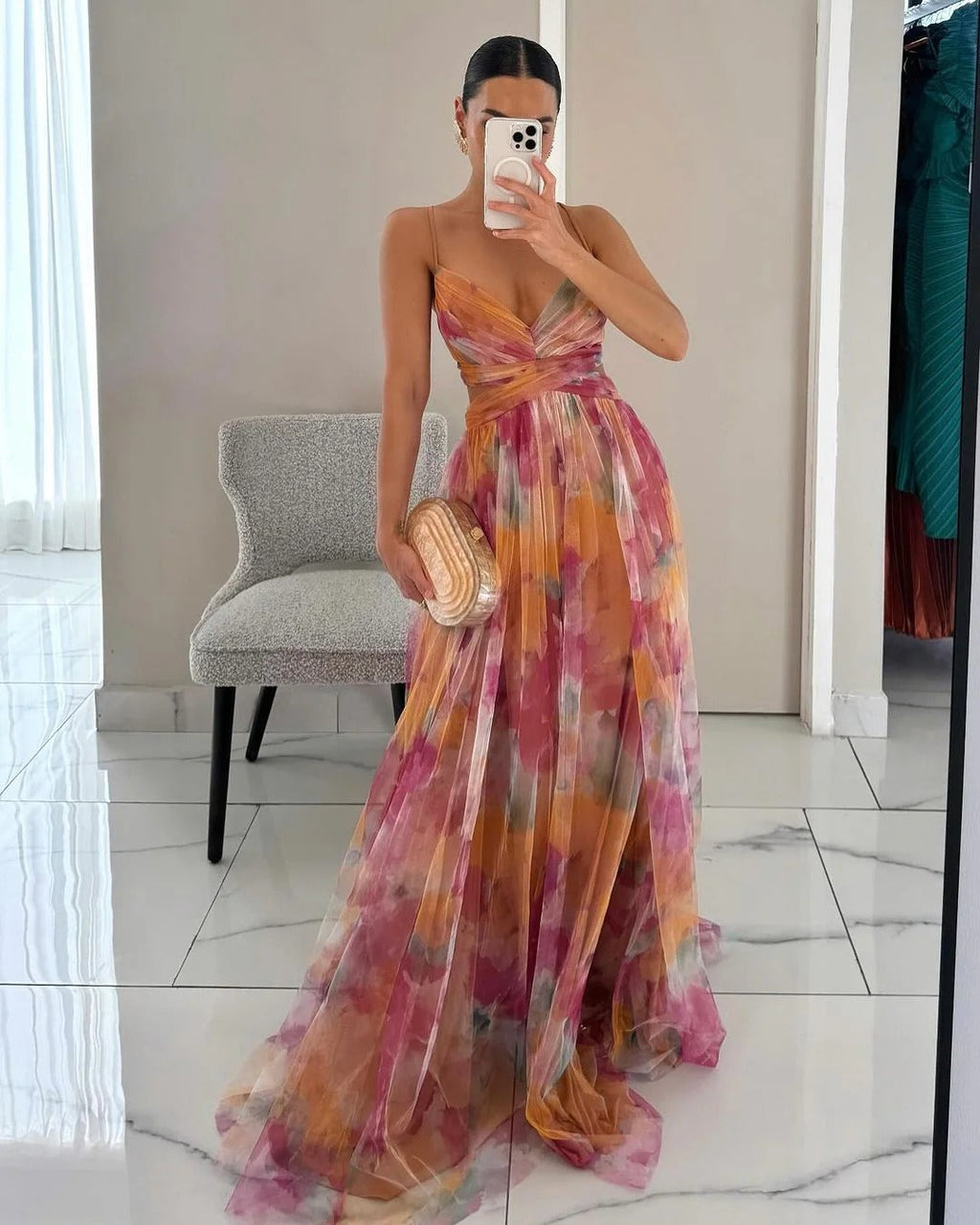 Bella Robe longue fleurie pour femme – Robe d'été élégante et fluide chic