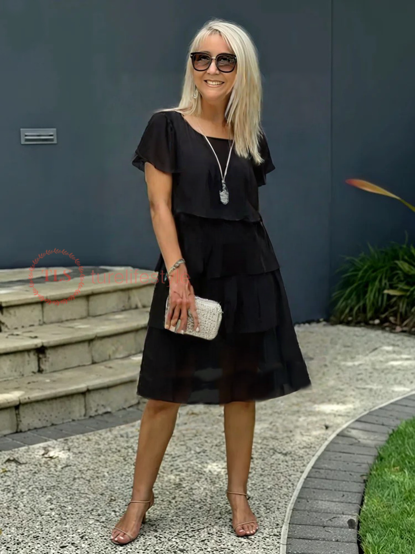 Giselle Vestido Midi de Chifón para Mujer – Vestido Elegante Asimétrico Chic
