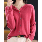 Charlotte Cardigan da Donna – Cardigan in Lana Merino e Cashmere con Collo Rotondo Elegante