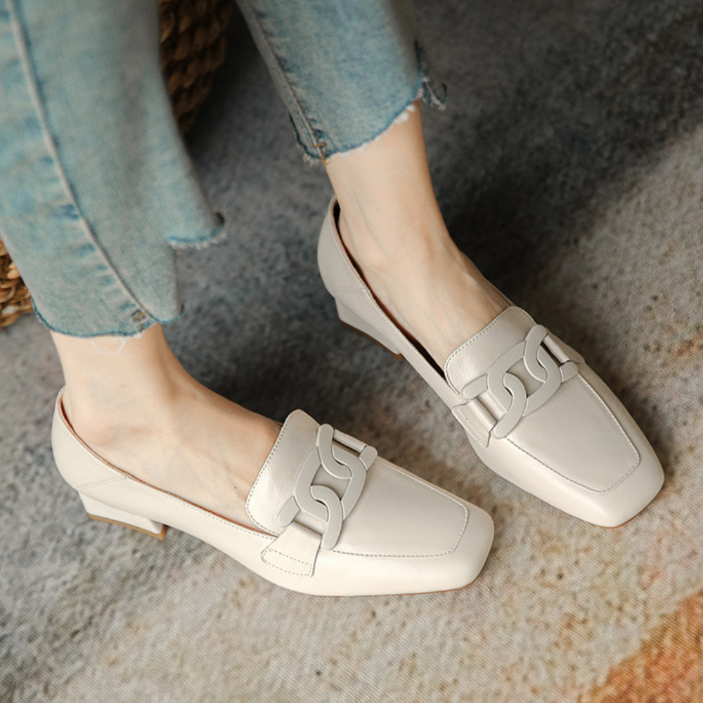 Lucienne Chaussures Mary Jane pour Femme – Mocassins en Cuir avec Talon Chunky Élégant