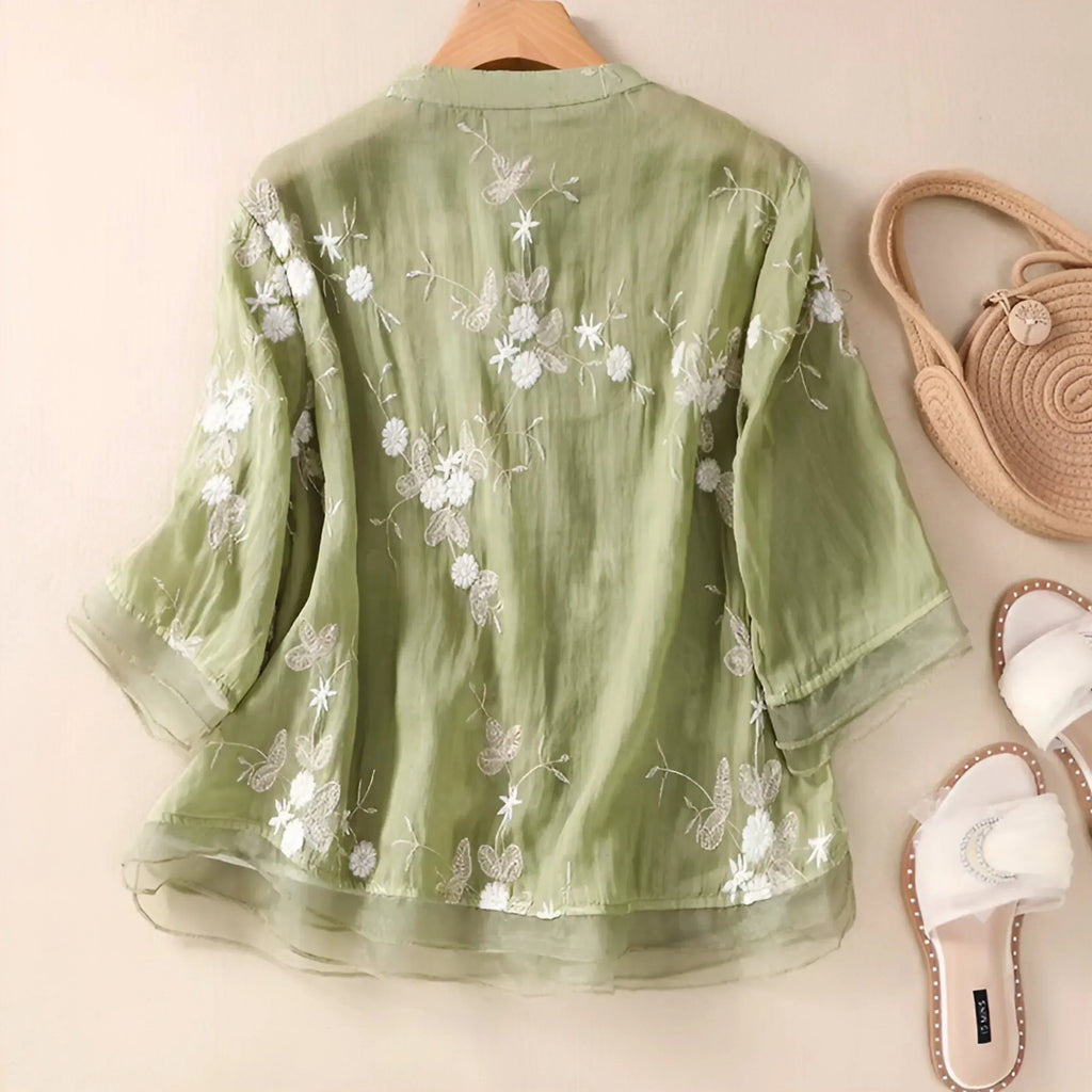 Emily Blouse fleurie pour femme – Blouse élégante romantique décontractée chic