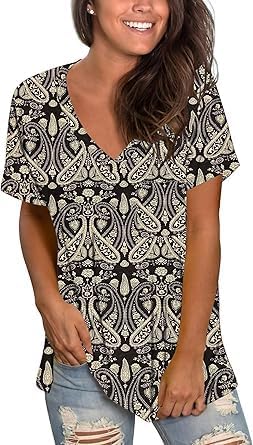 Harper Maglietta Donna a Righe – Scollo a V, Manica Corta e Tessuto Morbido