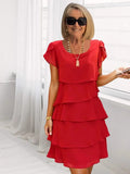 Giselle Robe Midi en Chiffon pour Femme – Robe Élégante Asymétrique Chic