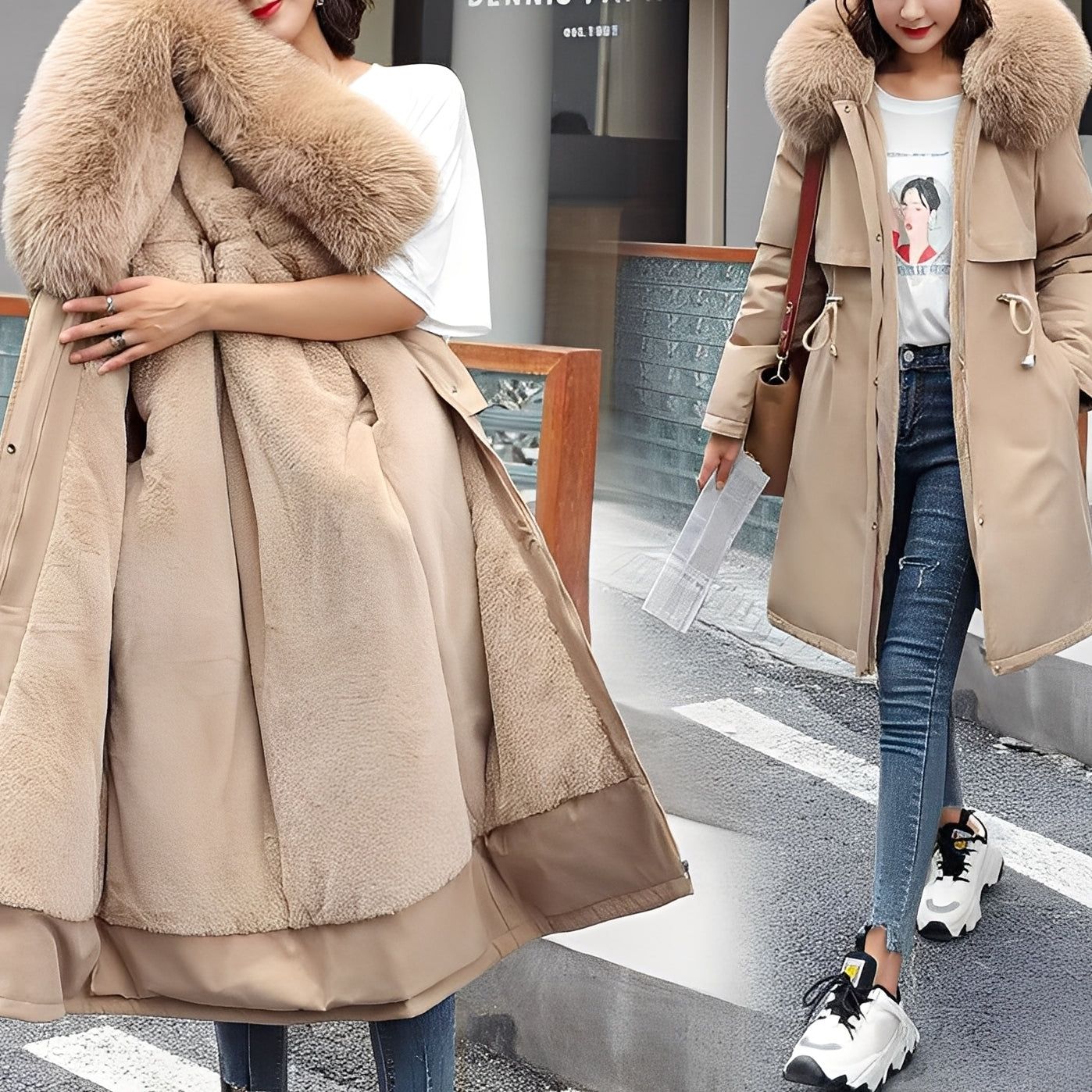 Evette Manteau d’hiver pour femme – Veste matelassée à capuche chic
