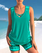 Bienna Tankini da Donna – Costume Geometrico con Pantaloncino Elegante Estivo