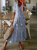 Charm Vestito Bohemien da Donna – Abito Floreale Ikat con Scollo a V Chic