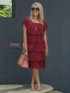 Giselle Robe Midi en Chiffon pour Femme – Robe Élégante Asymétrique Chic